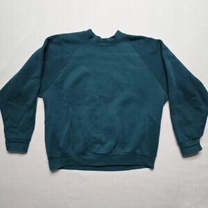 Vintage Fruit of the Loom Sweatshirt Blank XL Teal Blue Pullover Crewneck